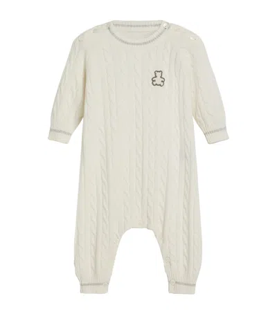 Brunello Cucinelli Babies' Cashmere Cable-knit Bernie Playsuit In White