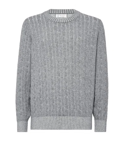 Brunello Cucinelli Cashmere Cable-knit Sweater In Dark Grey