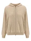 Brunello Cucinelli Relaxed-fit Cashmere Hoodie With Front Zip Closure In Neutral