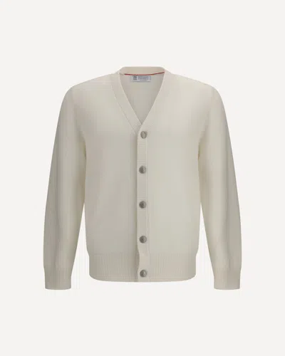 Brunello Cucinelli Men English Coast Cotton Cardigan With Raglan Sleeves In Neutral