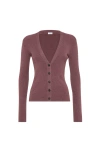 Brunello Cucinelli Stretch Lurex Ribbed Cashmere Cardigan In Pink