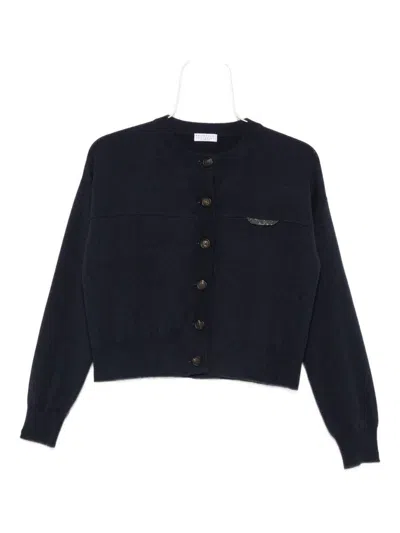 Brunello Cucinelli Cashmere Cardigan In Blue