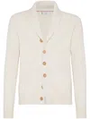 Brunello Cucinelli Cashmere Cardigan With Cable Knit Design In 中性色
