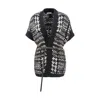 Brunello Cucinelli Houndstooth-pattern Short-sleeve Cardigan In Black
