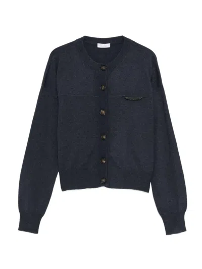 Brunello Cucinelli Cashmere Cardigan In Blue