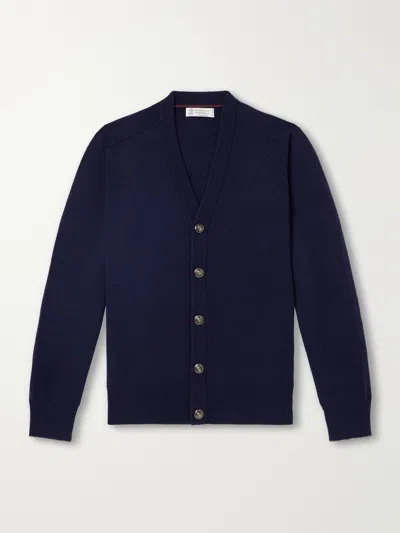 Brunello Cucinelli Cashmere Cardigan In Blue
