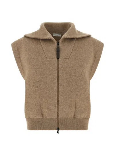 Brunello Cucinelli Cashmere Cardigan In Brown