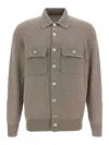 Brunello Cucinelli Cashmere Collared Design Cardigan In Gray