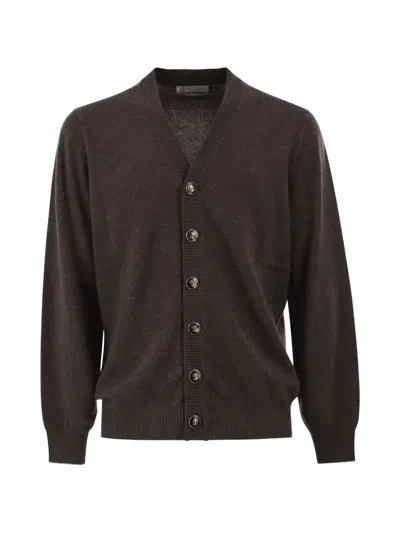 Brunello Cucinelli Cashmere V-neck Cardigan In Brown