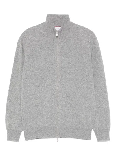 Brunello Cucinelli Cashmere Cardigan In Gray