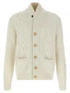 Brunello Cucinelli Cashmere Cardigan With Cable Knit Design In Neutral