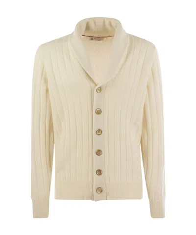 Brunello Cucinelli Cashmere Cardigan In Nude