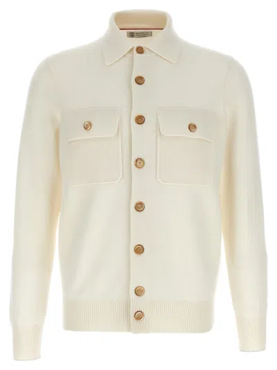 Brunello Cucinelli Cashmere Cardigan In Panama+nebbia