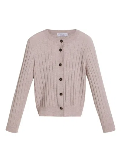 Brunello Cucinelli Kids' Cashmere Cardigan In Pink