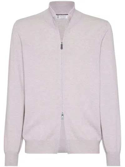 Brunello Cucinelli Cashmere Cardigan In Purple