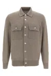 Brunello Cucinelli Cashmere Collared Design Cardigan In Gray