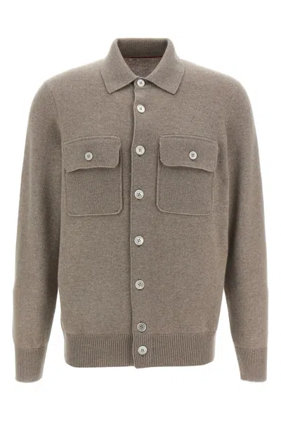 Brunello Cucinelli Cashmere Cardigan In Sand