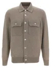 Brunello Cucinelli Cashmere Collared Design Cardigan In Neutral