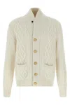 Brunello Cucinelli Cashmere Cardigan With Cable Knit Design In White
