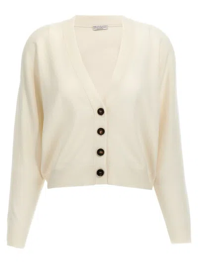 Brunello Cucinelli Cashmere Cardigan In White