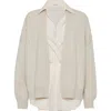 Brunello Cucinelli Cashmere Cardigan With Blouse In Neutral