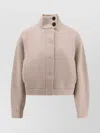 Brunello Cucinelli Cashmere Cardigan With High Collar And Pockets In Pink