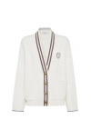 Brunello Cucinelli Cable Knit Cardigan With Patch Pockets In White