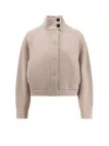 Brunello Cucinelli Cashmere Cardigan With High Collar And Pockets In Neutral