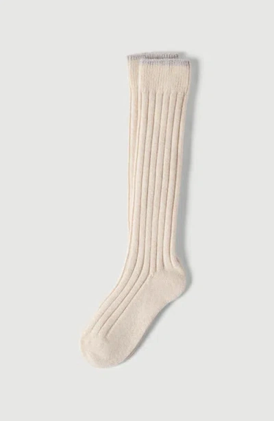 Brunello Cucinelli Cashmere Chiné Rib Knit Socks In Sand