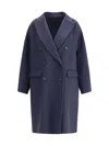 Brunello Cucinelli Cashmere Double-breasted Coat In Blue