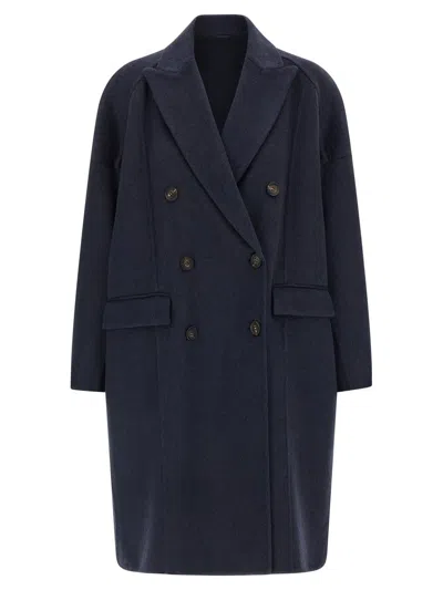 Brunello Cucinelli Cashmere Coat Coats And Trench Coats Blue