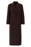 Brunello Cucinelli Brown Cashmere Coat With Monile Detailing In Burgundy
