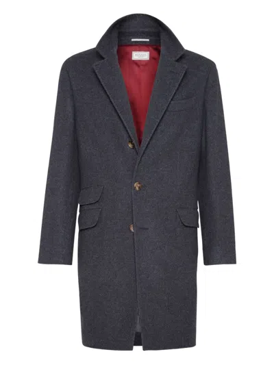 Brunello Cucinelli Cashmere Coat In Gray