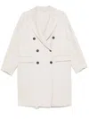 Brunello Cucinelli Peak Lapels Cashmere Coat In Neutrals