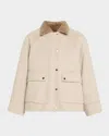 Brunello Cucinelli Cashmere Coat With Removable Sheep Shearling Liner And Collar In Gray