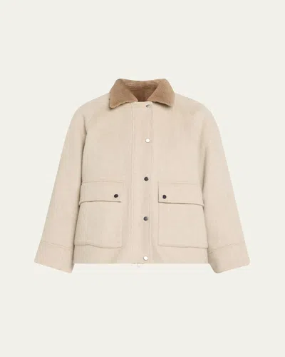 BRUNELLO CUCINELLI CASHMERE COAT WITH REMOVABLE SHEEP SHEARLING LINER AND COLLAR