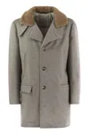 Brunello Cucinelli Luxurious Cashmere Jacket With Shearling Collar In Grey