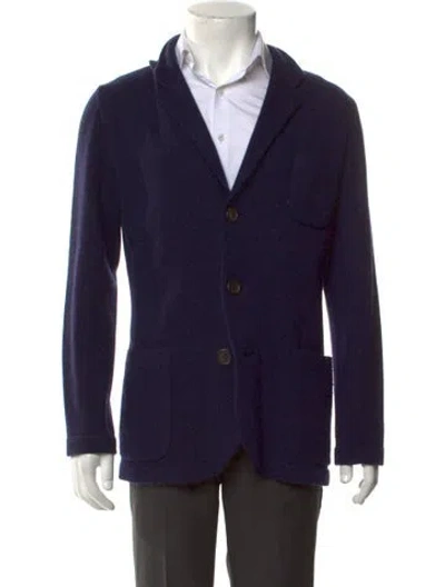 Pre-owned Brunello Cucinelli Cashmere Collar Cardigan In Blue