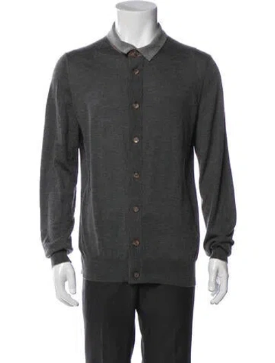 Pre-owned Brunello Cucinelli Cashmere Collar Cardigan In Gray