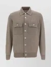 Brunello Cucinelli Cashmere Collared Design Cardigan In Neutral