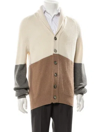 Pre-owned Brunello Cucinelli Cashmere Colorblock Pattern Cardigan In Neutral