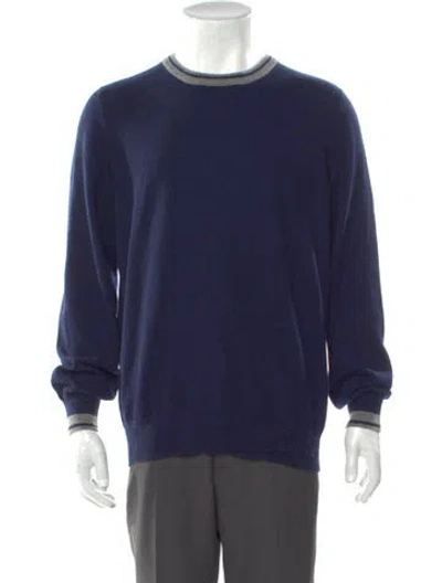 Pre-owned Brunello Cucinelli Cashmere Colorblock Pattern Pullover In Blue