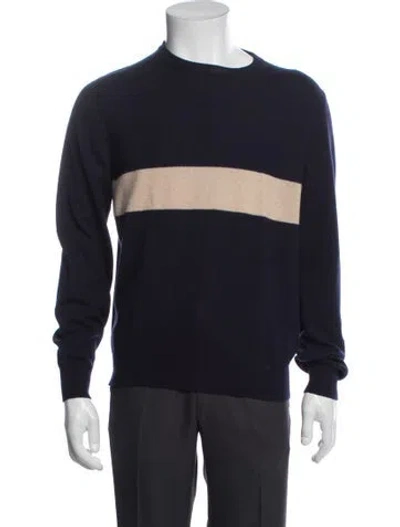 Pre-owned Brunello Cucinelli Cashmere Colorblock Pattern Pullover In Blue