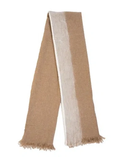 Pre-owned Brunello Cucinelli Cashmere Colorblock Pattern Shawl W/ Tags In Neutrals