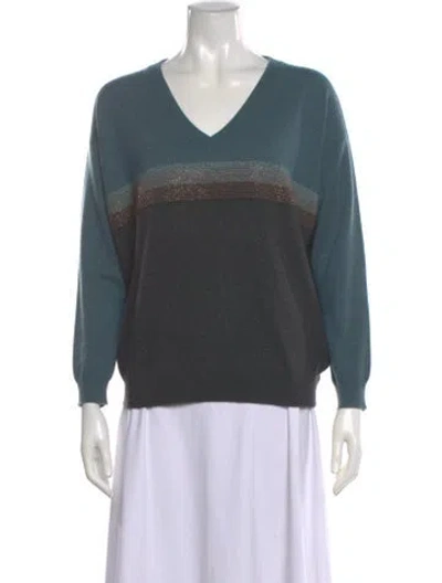 Pre-owned Brunello Cucinelli Cashmere Colorblock Pattern Sweater In Gray