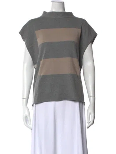 Pre-owned Brunello Cucinelli Cashmere Colorblock Pattern Sweater In Gray
