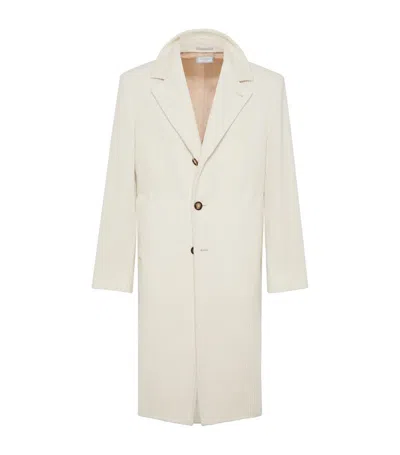 Brunello Cucinelli Cashmere Corduroy Overcoat In Neutrals