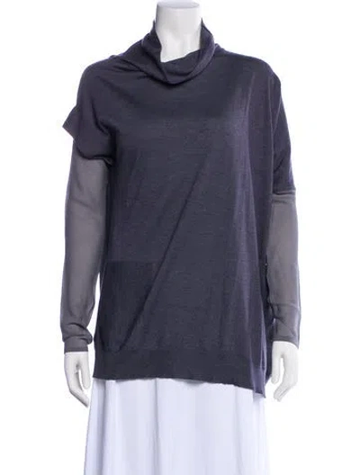 Pre-owned Brunello Cucinelli Cashmere Cowl Neck Sweatshirt In Blue