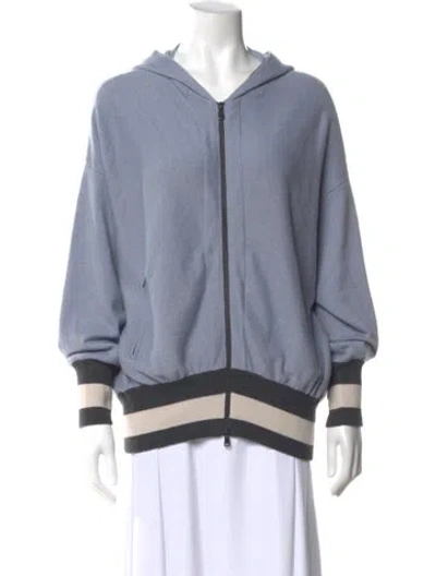 Pre-owned Brunello Cucinelli Cashmere Crew Neck Hoodie W/ Tags In Blue