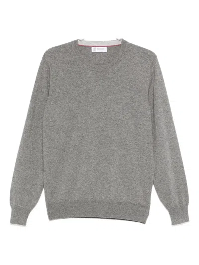 Brunello Cucinelli Crew Neck Sweater Long Sleeves In Gray